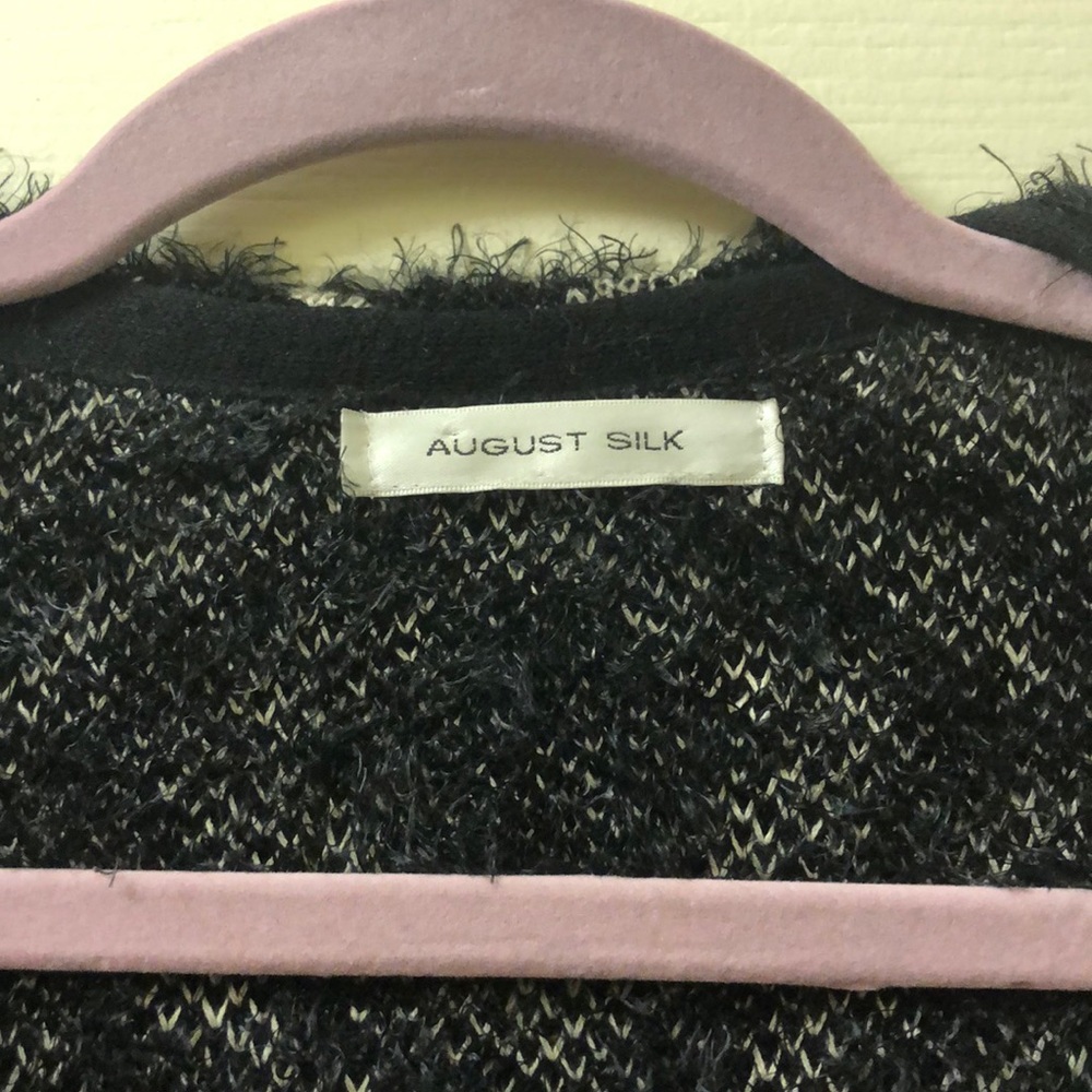 Black cream fuzzy cardigan